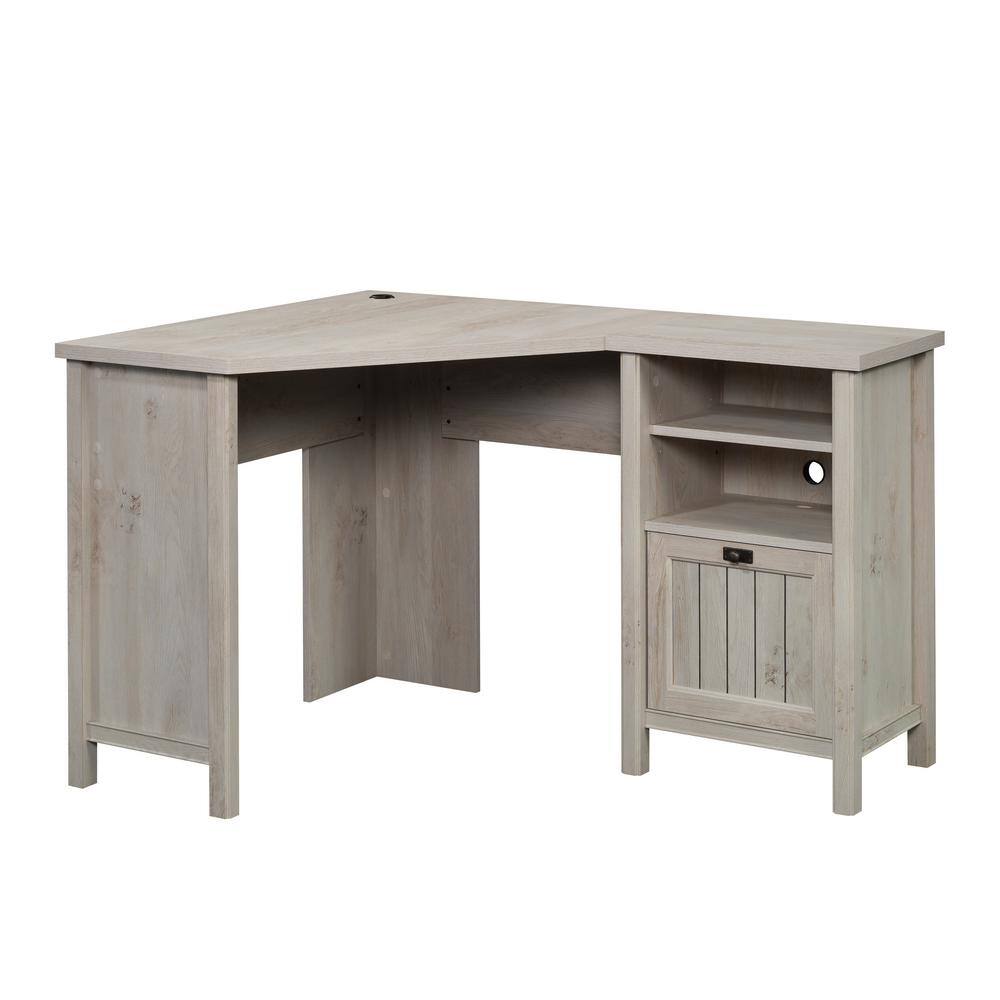 SAUDER Costa 55.394 in. Chalked Chestnut Corner Computer Desk with File Storage 430237