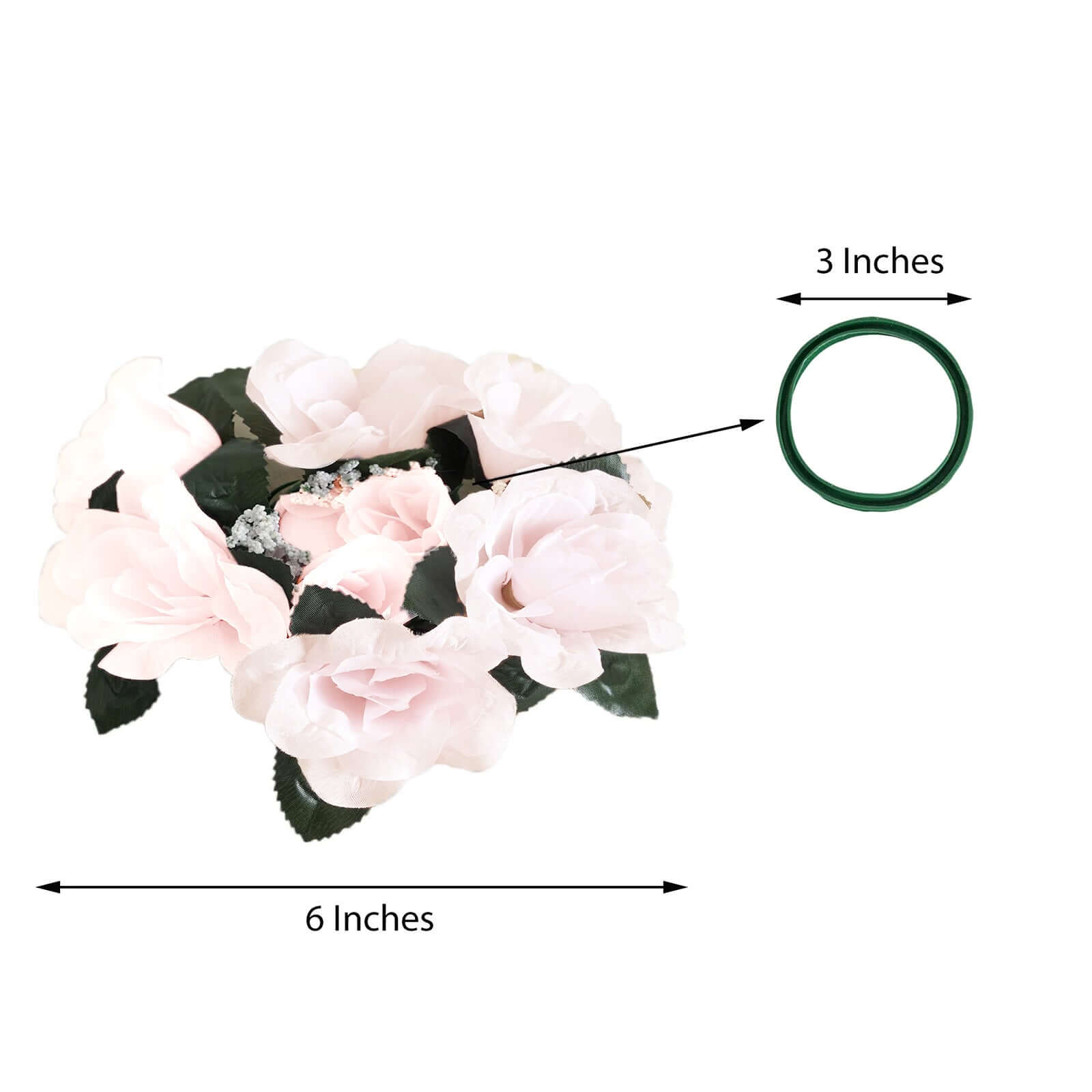 8 Pack Nude Artificial Silk Rose Floral Candle Rings