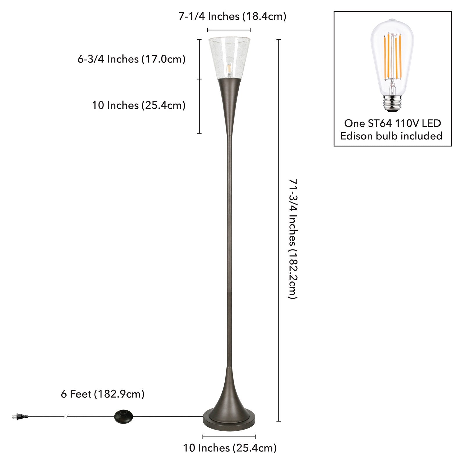 Evelyn&Zoe Traditional Metal Torchiere Floor Lamp