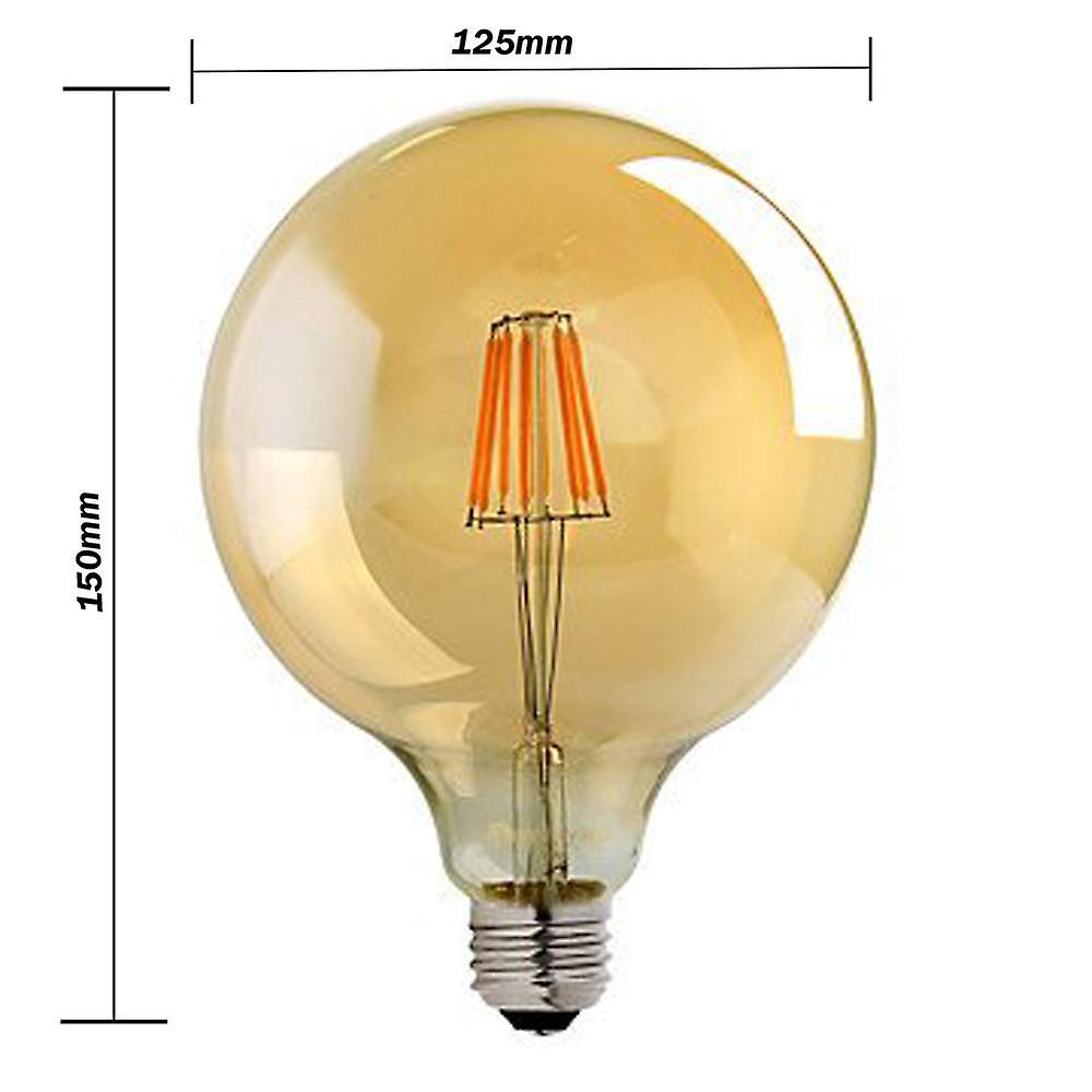 G125 e26 8w globe vintage led retro light bulb pack 3