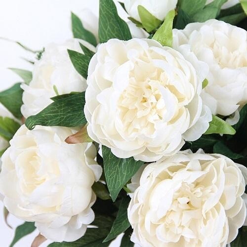 FloralGoods Silk Peony Stem in White 20 Tall