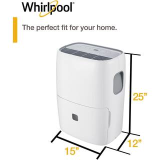 Whirlpool 50-Pint Portable Dehumidifier with Built-In Pump 24-Hour Timer Auto Shut-Off Easy-Clean Filter and Auto-Restart WHAD50PCW