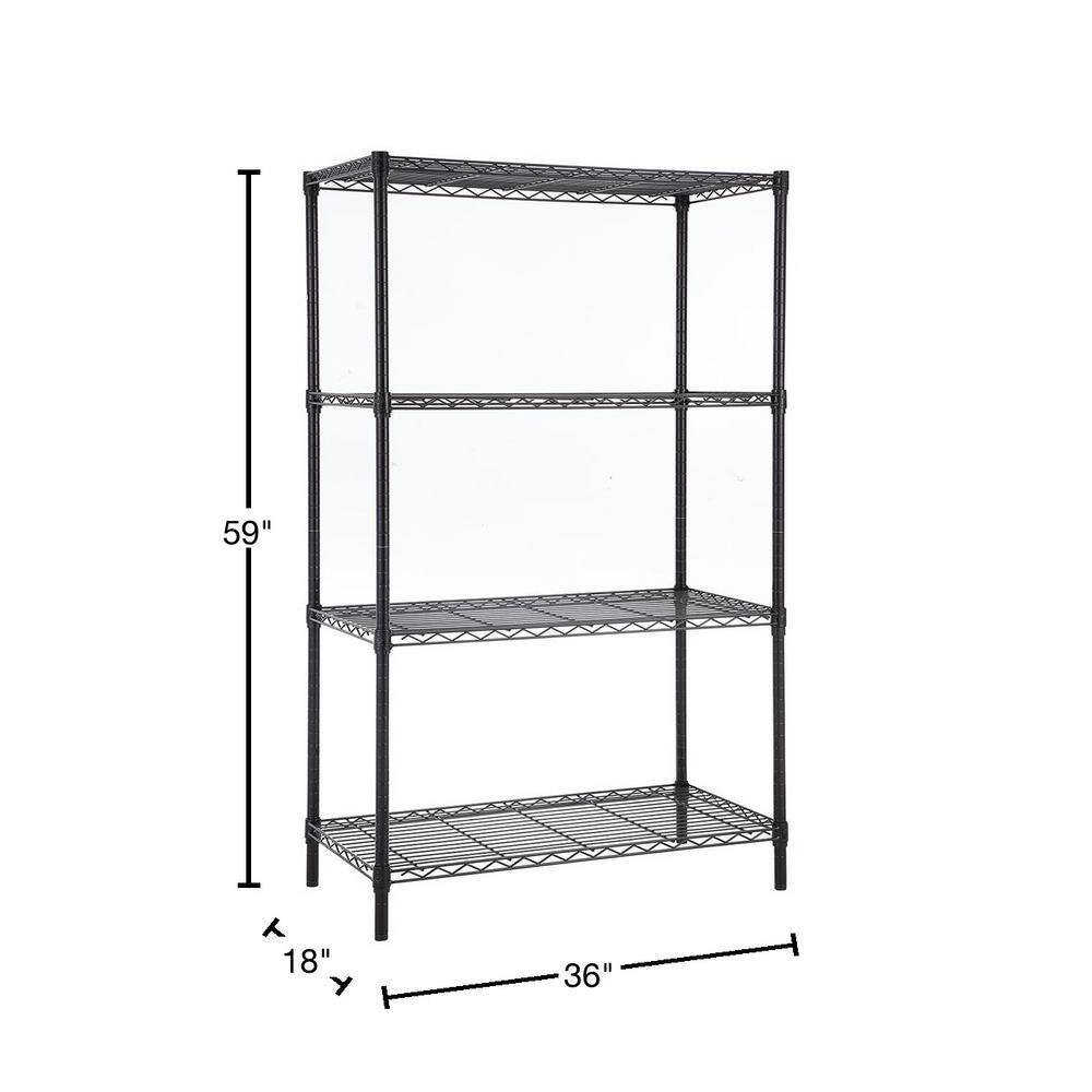 mzg 4-Tier Black Coating Utility Wire Shelving Unit (18 in. D x 36 in. W x 59 in. H) E4590150OK401LB