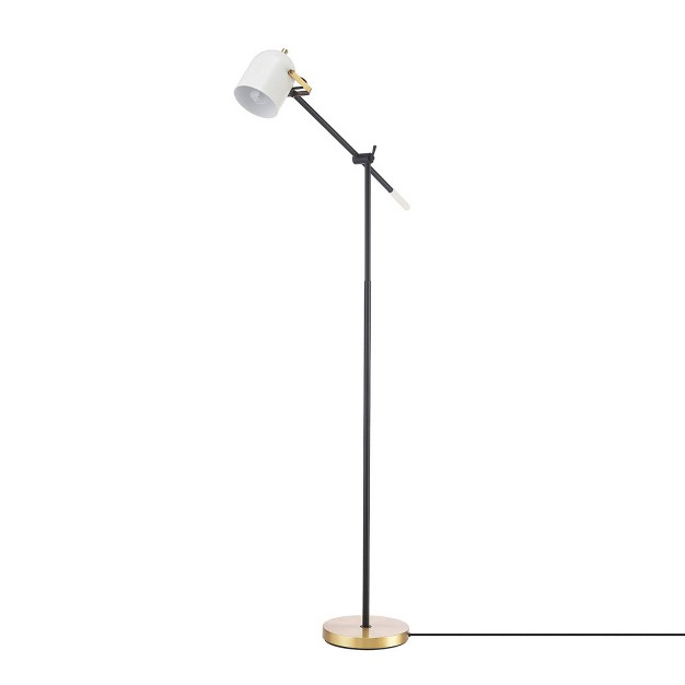 Florence Matte Black Floor Lamp With White Shade Globe Electric