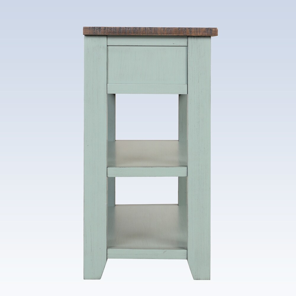 Modern Solid Pine Wood Top Console Table with Drawers and Shelves