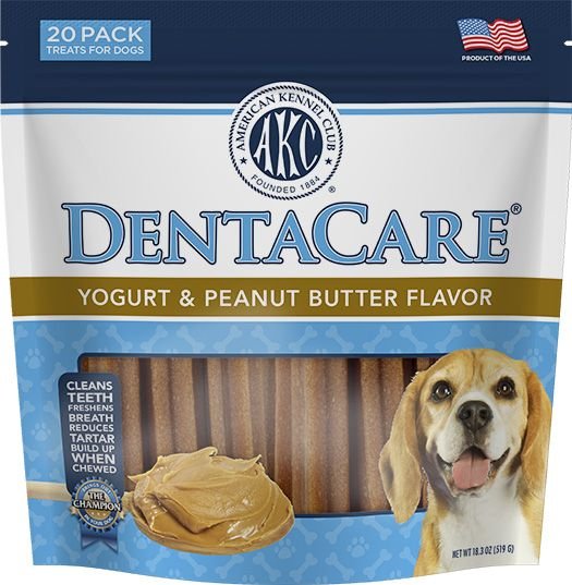 American Kennel Club Dentacare Yogurt and Peanut Butter Flavor Dental Dog Treats， Large， 20 count