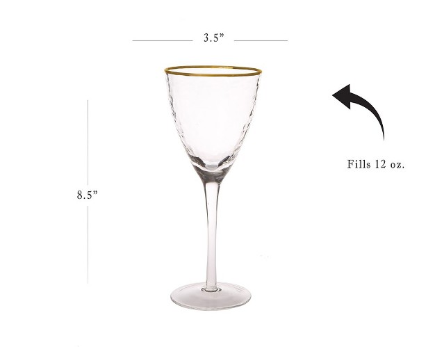 Classic Touch Set Of 6 Wine Glasses With Simple Gold Design 3 5 quot d X 8 5 quot h