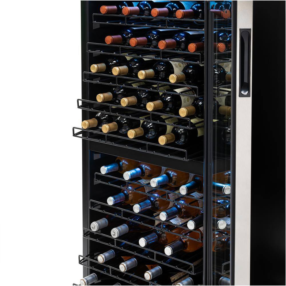 NewAir 23 in. 98-Bottle Wine Cooler and Beverage Cooler with Glass Door Low-Vibration Ultra-Quiet Inverter Compressor NWC098SS00