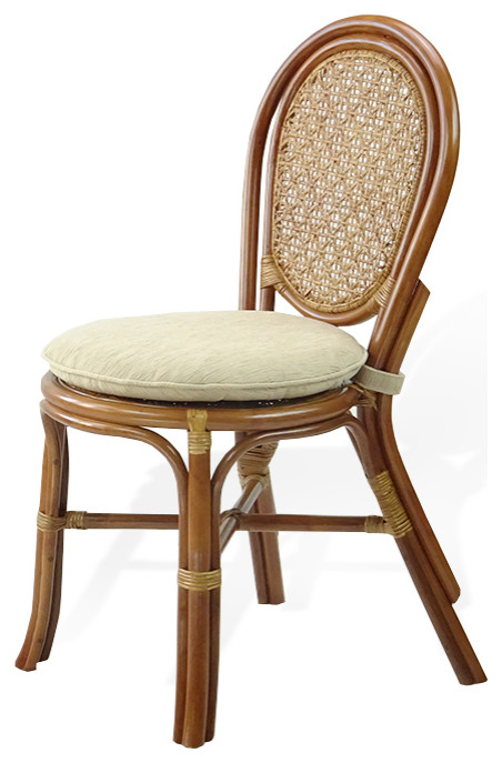 Denver Dining Rattan Wicker Armless Side Chair w/Cream Cushion  Handmade   Tropical   Dining Chairs   by RattanUSA  Houzz