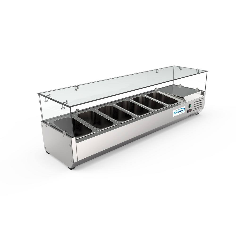 Koolmore 59 in. W 6-Pan 1 cu. ft. Commercial Refrigerator Condiment Prep Station in Stainless Steel SCDC-6P-SG