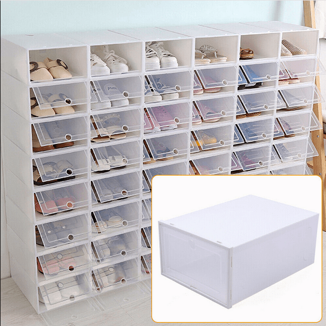 TFCFL 20 Pcs Shoe Box Storage Sneaker Cases Organizer Stackable Foldable Plastic Boxes