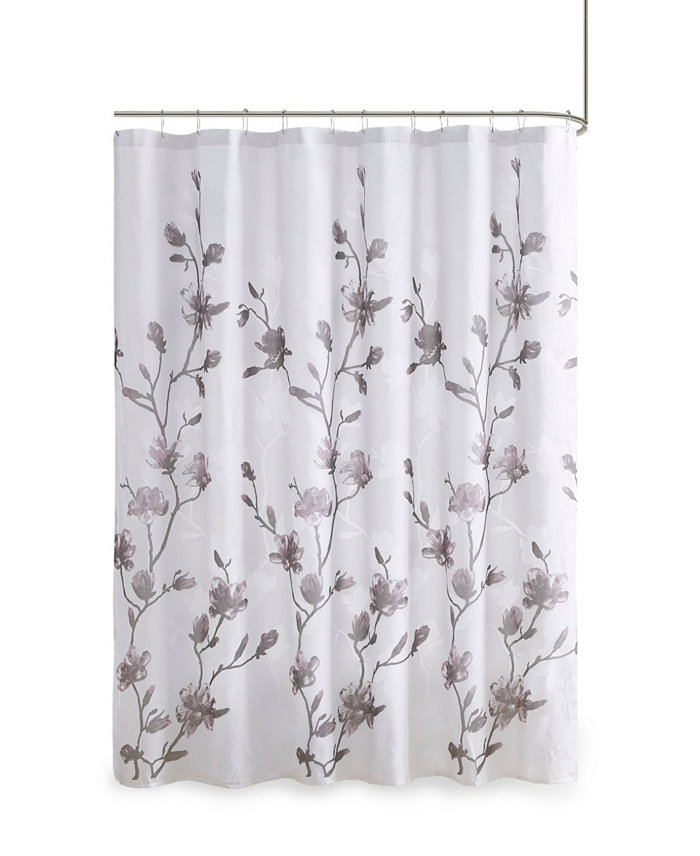 Madison Park Magnolia Floral Printed Burnout Shower Curtain 72 x 72