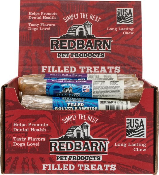 Redbarn Peanut Butter Filled Rolled Rawhide Dog Treats