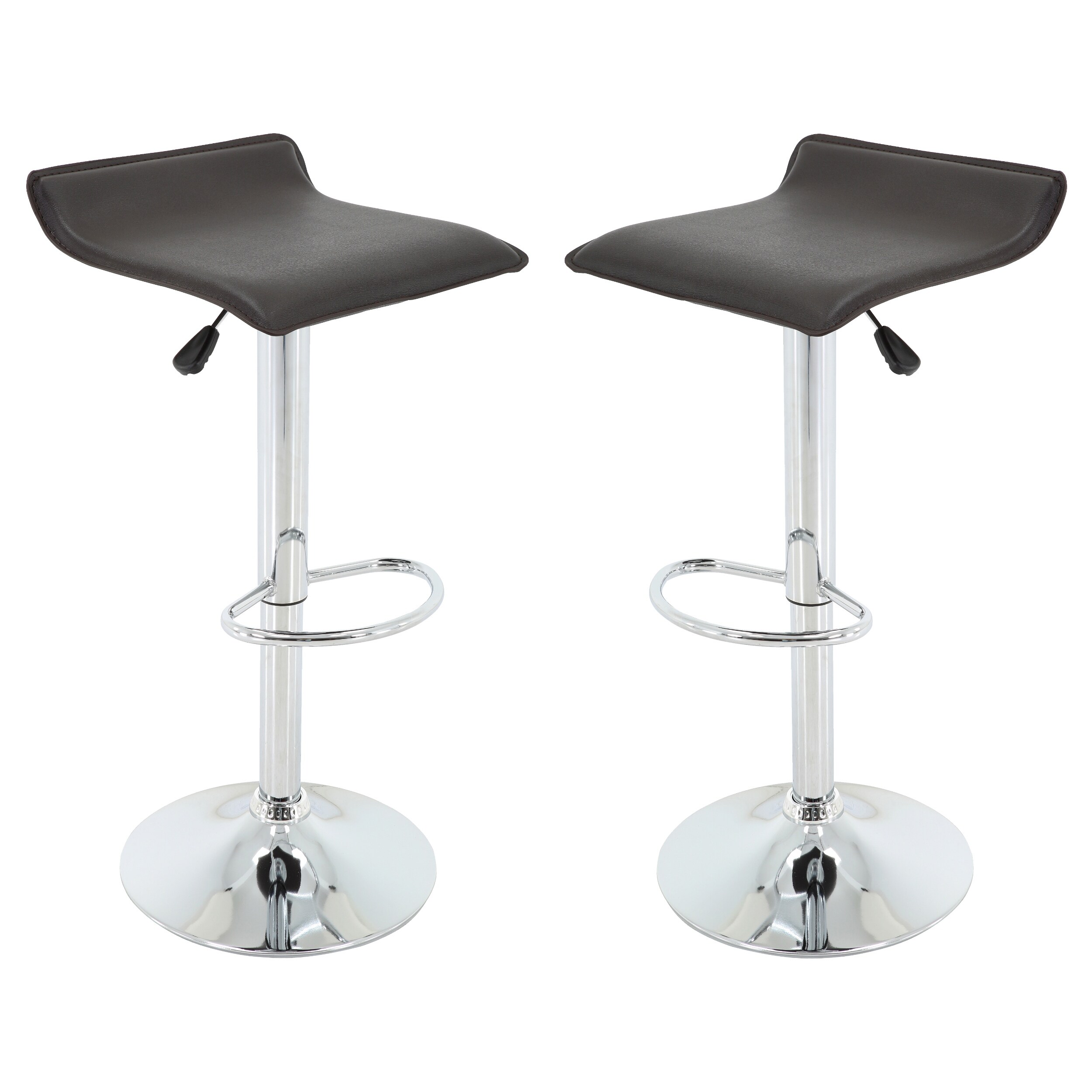 Brage Living Milo Height Adjustable Swivel Barstools with Footrest， Chocolate (Set of 2)