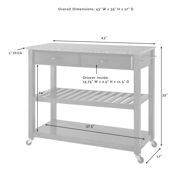 Granite Top Kitchen Prep Cart