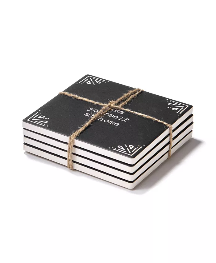 American Atelier 4.25'' D Happy Place Ceramic Coasters Set 4 Piece