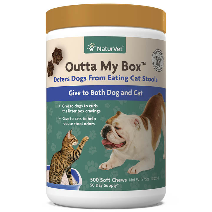 NaturVet Outta My Box Cat Stool Eating Deterrent for Dogs， 500 ct Soft