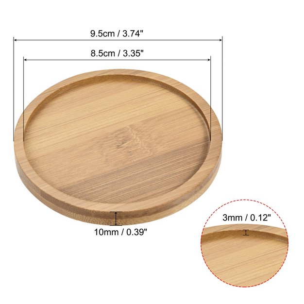 Unique Bargains Indoor Round Bamboo Planter Saucer Drip Tray Plant Drainage Trays 3 Pcs