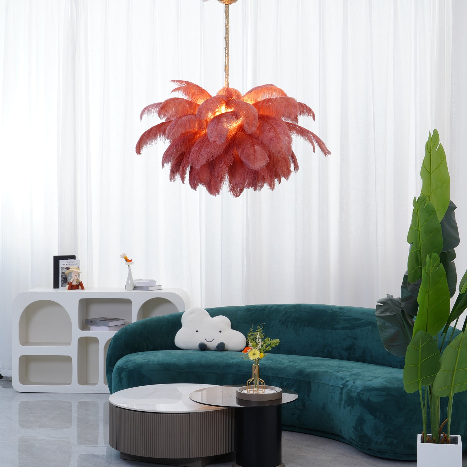 Ostrich Feather Chandelier