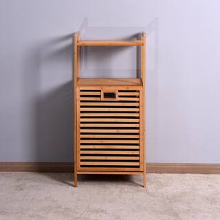 Natural Bathroom Laundry Basket Storage Basket with 2-Tier Shelf AM1209D-99