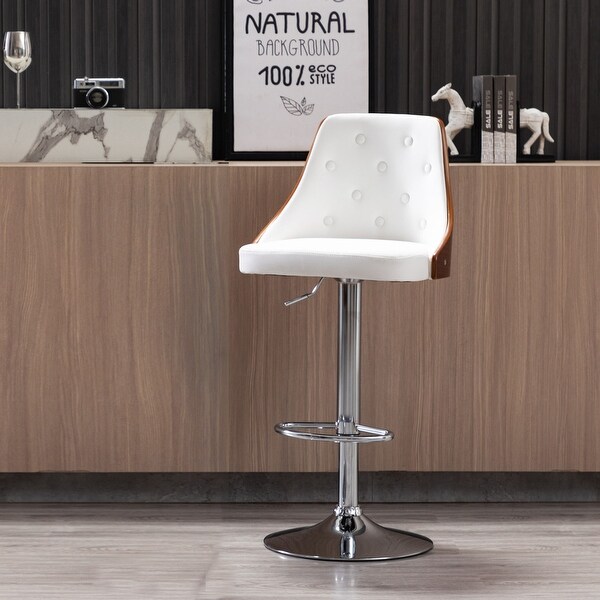 Porthos Home Trey Bar Stool， PU Leather， Chrome Base