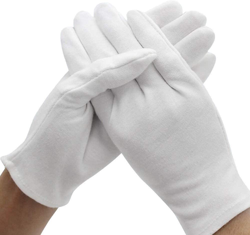 10 Pairs White Cotton Gloves， Size Xl， White， Cotton Gloves， Comfortable And Breathable