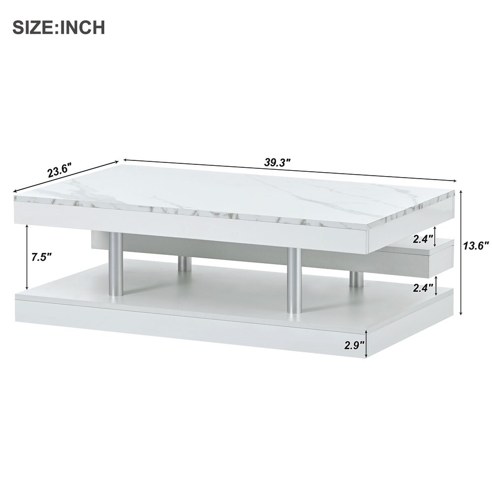 Modern 2 Tier High gloss Storage Coffee Table for Living Room