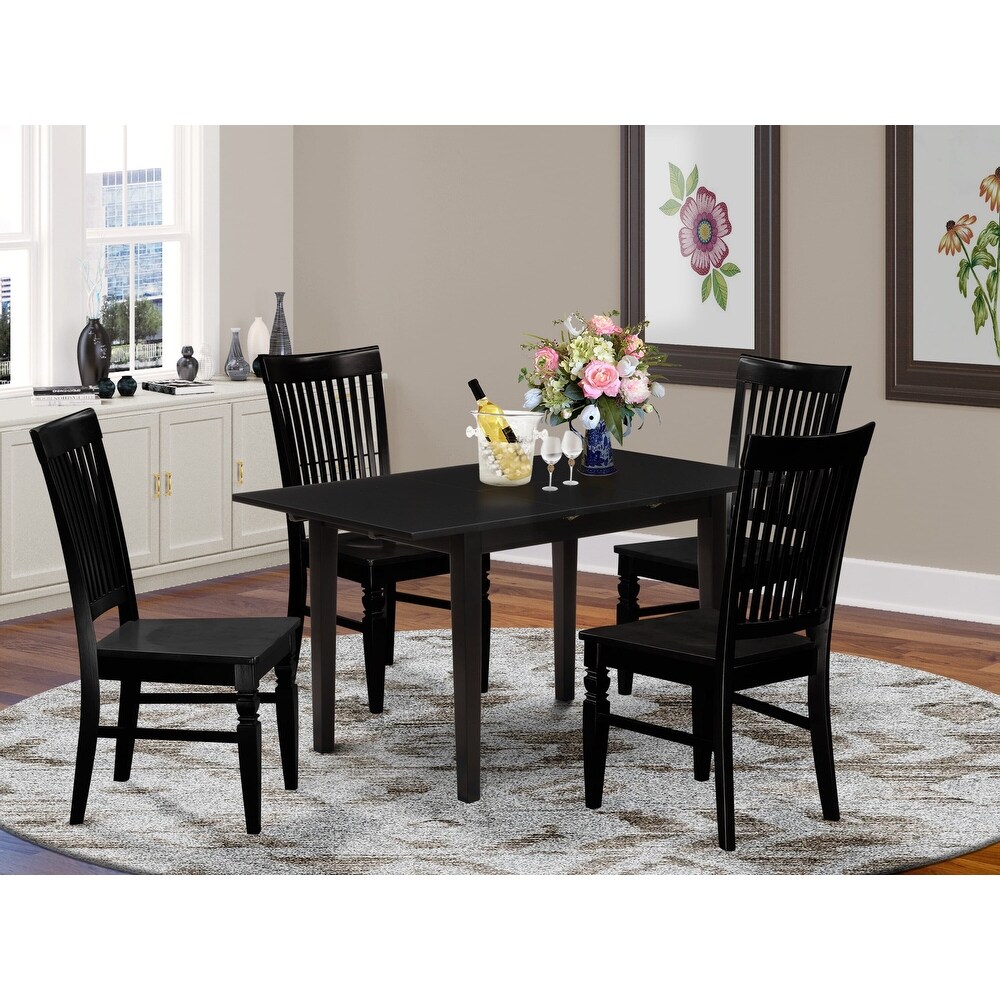 East West Furniture Dining Table Set Includes a Rectangle Wooden Table and Dining Chairs (Pieces and Finish Color Options)