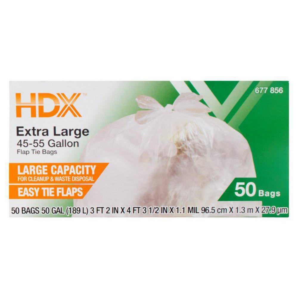 HDX 50 Gal. Clear Extra Large Trash Bags (50 Count) HDX50GC