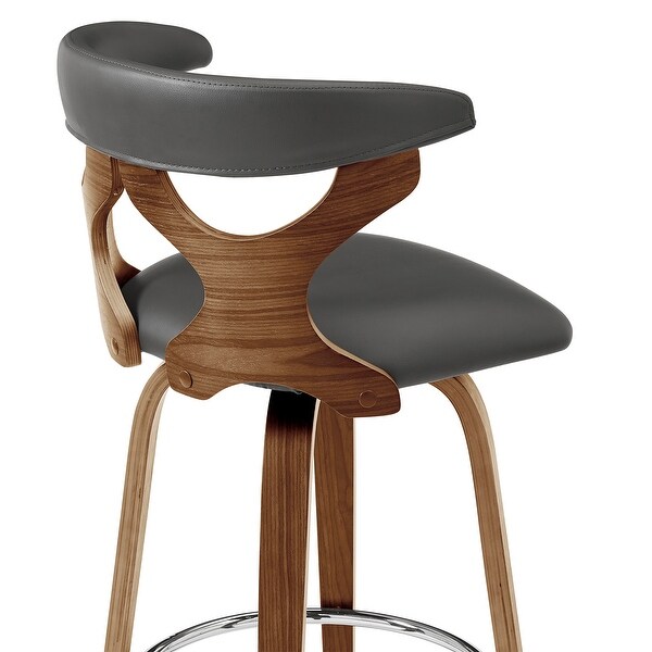 Zenia Modern Faux Leather and Wood Swivel Bar/Counter Stool