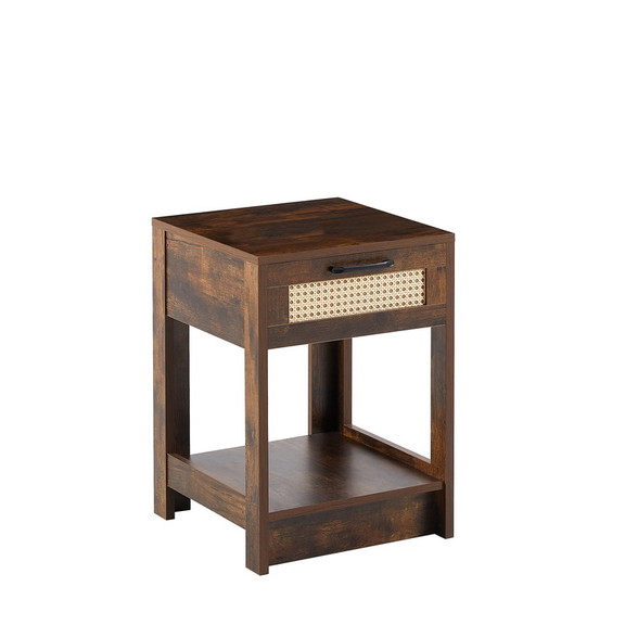 15.75 Rattan End Table with Drawer  Nightstand  S...