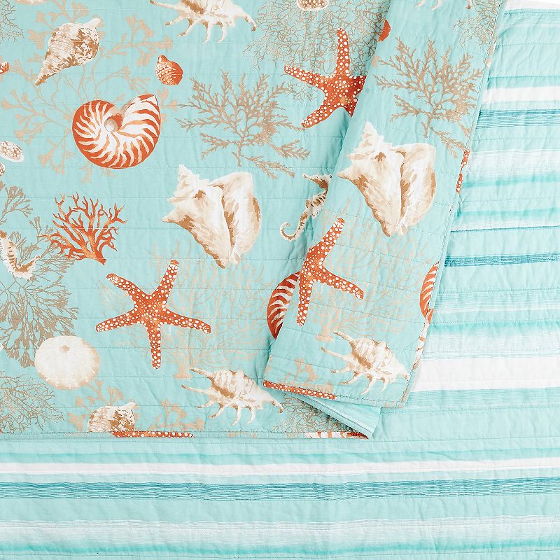 Modern Heirloom Starfish and Shells Quilt Set and Shams