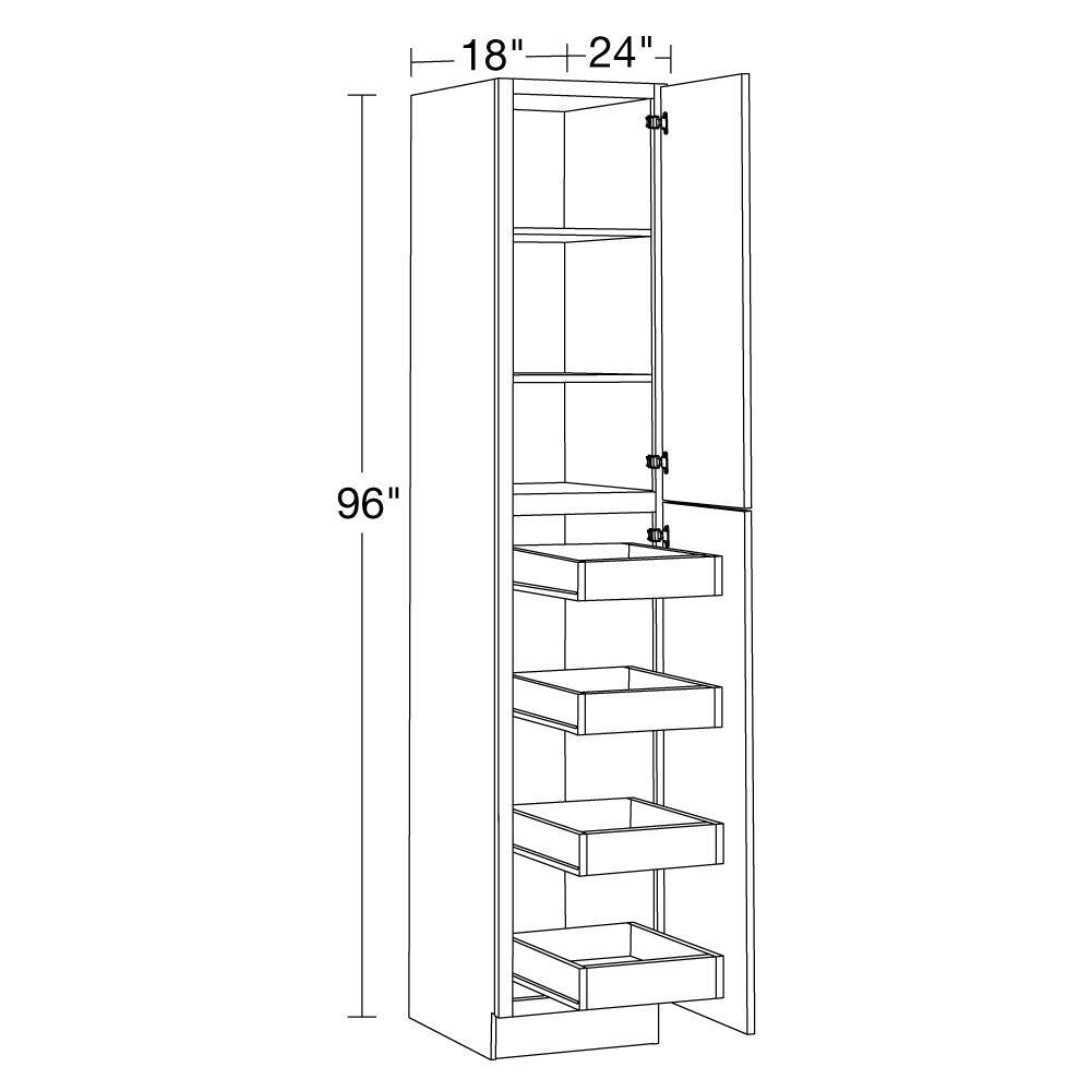 Home Decorators Collection Washington Vesper White Plywood Shaker Stock Assembled Utility Kitchen Cabinet Pantry 4-Rot 18 in. x 96 in. x 24 in. U182496R-4T-WVW