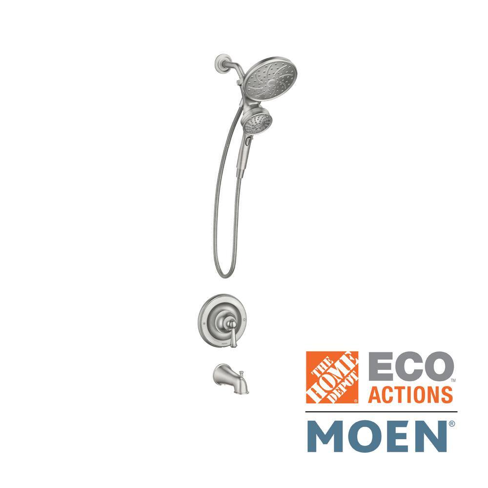 MOEN Brecklyn Single-Handle 6-Spray Tub Shower Faucet w Magnetix Rainshower in Spot Resist Brushed Nickel(Valve Included) 82611SRN