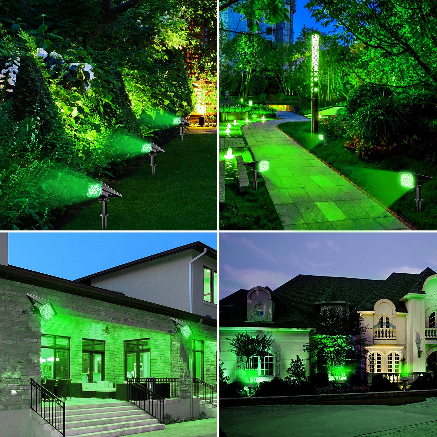 T-SUN Solar Spot Lights Garden Light IP65 Super Bright Landscape Wall Lights(Green)