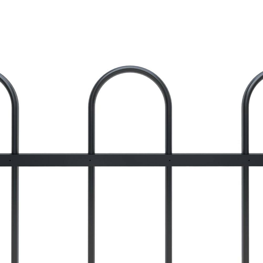 Afoxsos 66.9 in. L x 43.3 in. H Black Steel Garden Fence Decorative Fence with Hoop Top HDDB2004