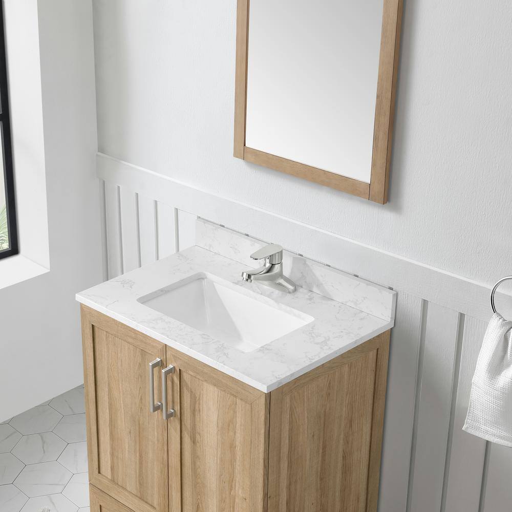 Glacier Bay Tobana 30 in. W x 19 in. D x 34.50 in. H Bath Vanity in Weathered Tan with White Cultured Marble Top Tobana 30NO