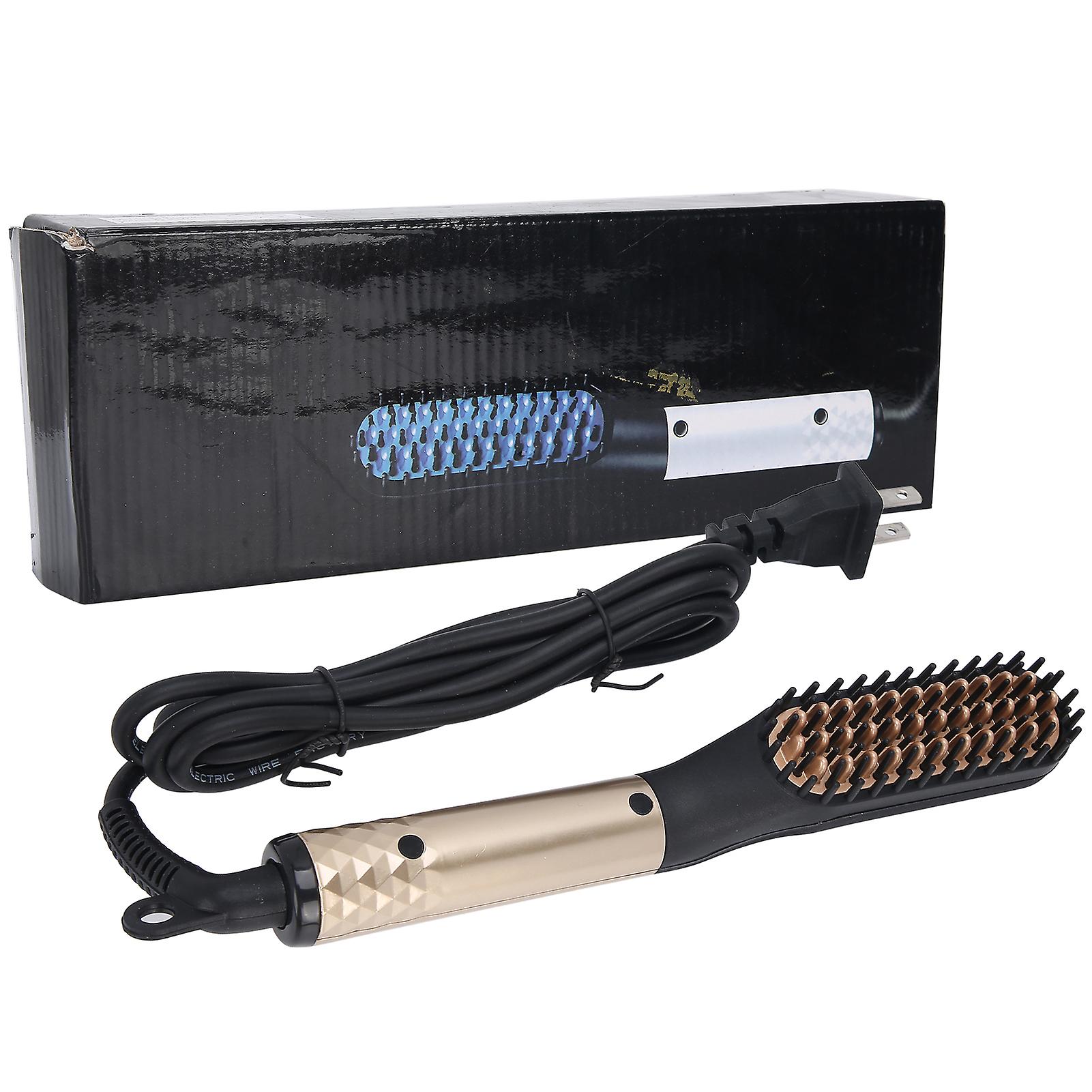 Beard Straightener Electric Heated Hair Straightening Comb Portable Men Beard Brush 110240vus Plug