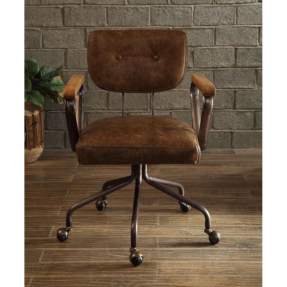 Office Chair in Vintage Whiskey Grain Leather Desk Chair Executive Chairs