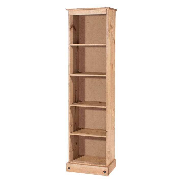 Wood Bookcase Tall Narrow Corona Collection  Furniture Dash