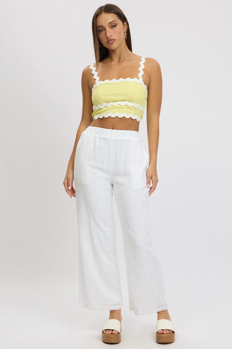 White Wide Leg Pants Elasticated Waist