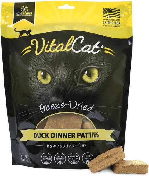 Vital Essentials Duck Dinner Patties Grain-Free Limited Ingredient Freeze-Dried Cat Food