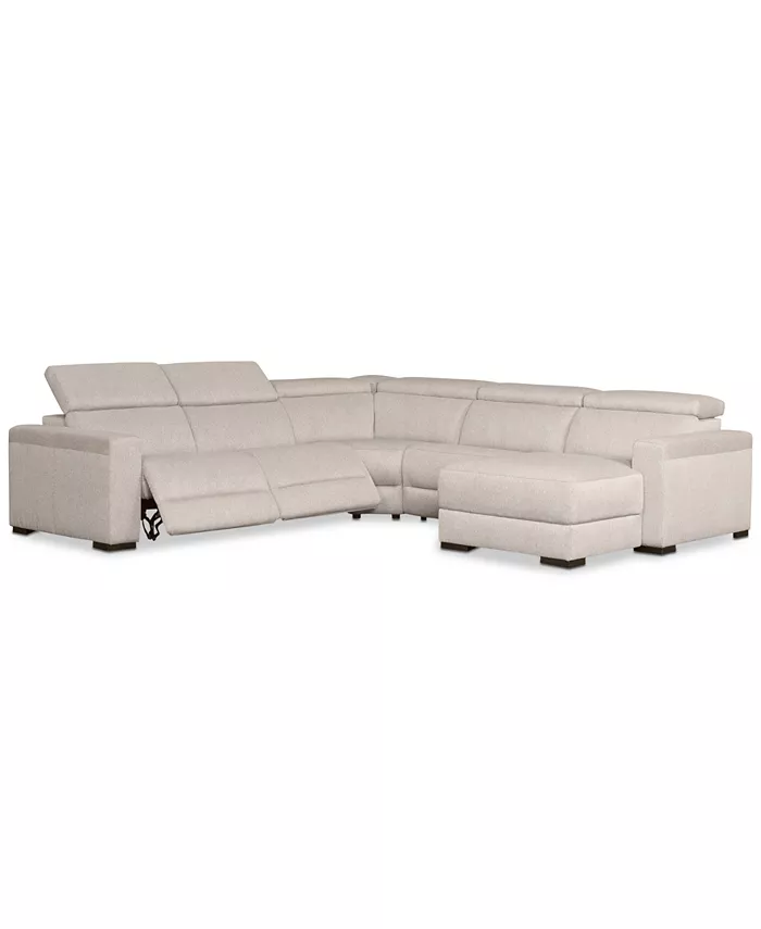 Furniture Nevio 124 5-Pc. Fabric Sectional Sofa with Chaise