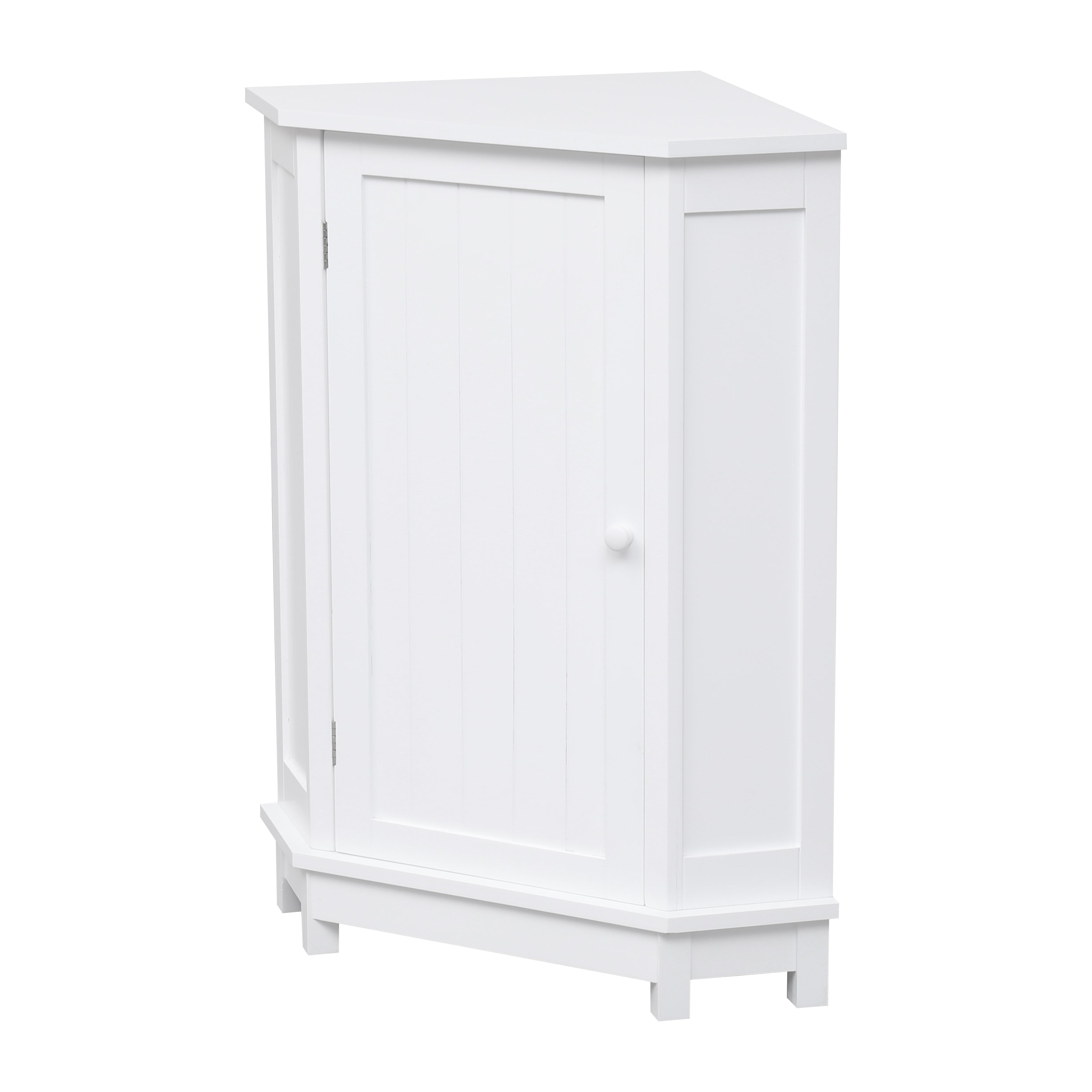 ALPACASSO Bathroom Cabinet, Triangle Storage Cabinet with 2 Shelves and 3 Tiers Storage, Modern MDF Freestanding Cabinet, Bathroom Corner Cabinet, Storage Cabinet Furniture for Home Bathroom, White