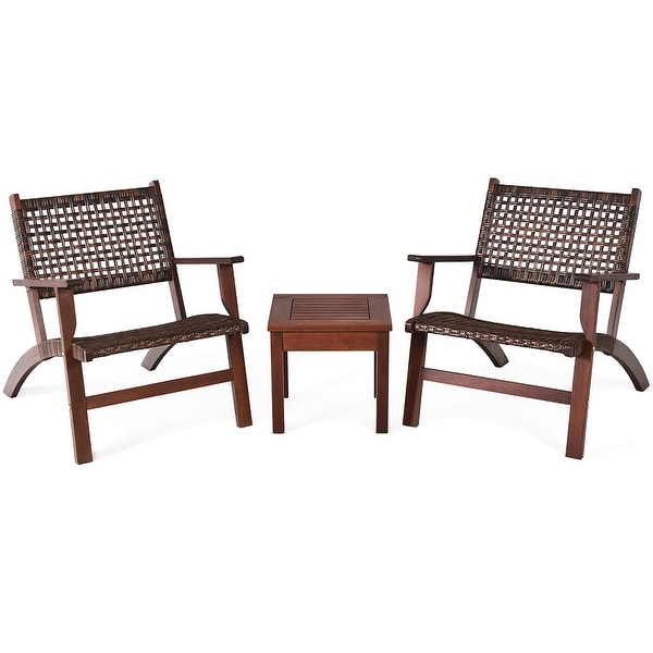 3PCS Patio Conversation Set Rattan Outdoor Furniture Set