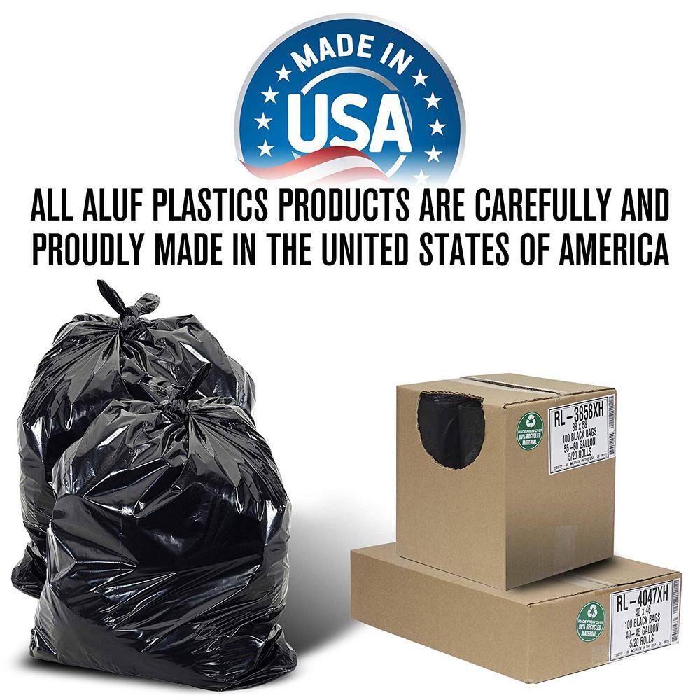 Aluf Plastics 55 Gal. to 60 Gal. 1.5 ml (eq) 38 in. x 58 in. Black Equivalent Trash Can Liners Bags (100-Count) RL-3858XH