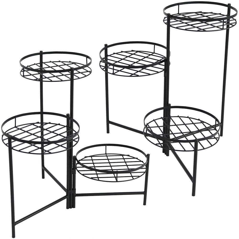 Sunnydaze Decor 22 in. Black Iron 3-Tiered Plant Stand (2-Pack) HMI-729