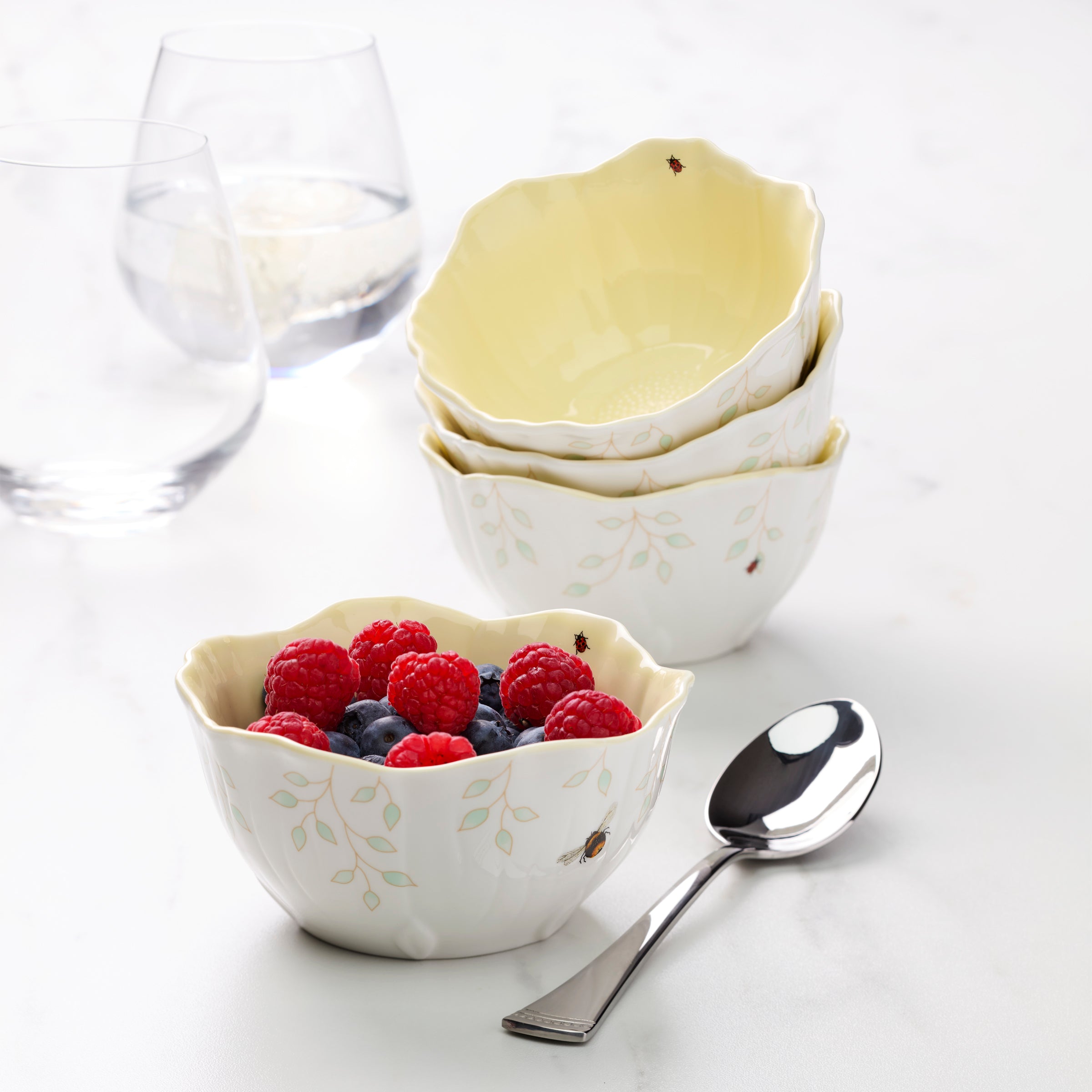 Butterfly Meadow Floral Dessert Bowls, Set of 4