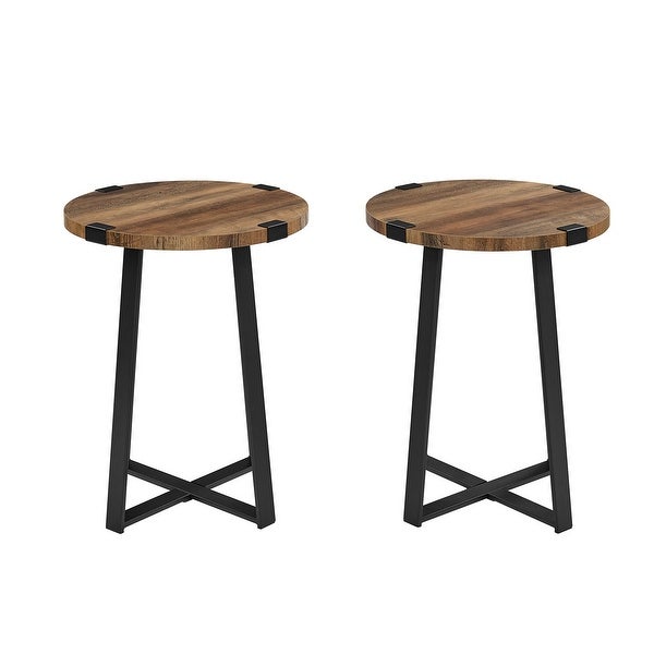 Middlebrook Designs Barnett Round Metal Wrap Side Table - Set of 2