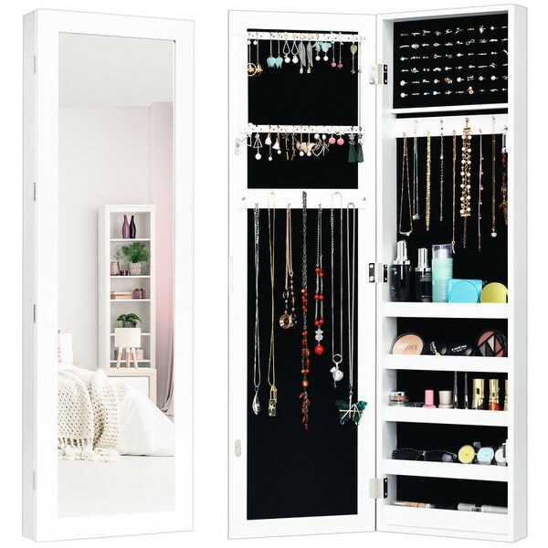 Door and Wall Mounted Armoire Jewelry Cabinet with Full-Length Mirror - 12